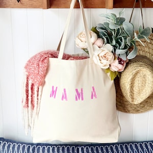 MAMA over sized canvas tote, mama bag, bag for moms, reusable shopping bag, mom bag, big beach bag, travel bag, beach tote, customized bag