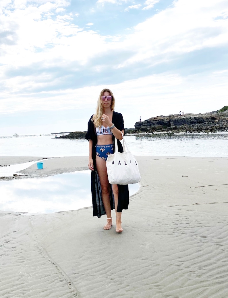 SALTY oversized canvas beach tote bag, big beach bag, minimalist tote bag, reusable shopping bag, summer bag, boho, gift for her, mom bag image 4