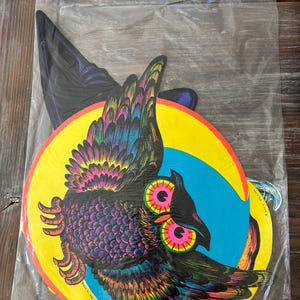 New Old Stock, Vintage 1970’s Beistle embossed owl & moon, Witch and Skull Die Cuts for Halloween that glow w/ black light collectible gift