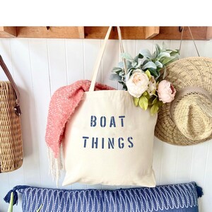 BOAT THINGS Oversized Canvas Tote, Reusable Boat Bag Navy blue