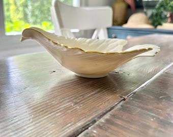 Vintage Lenox 7.5" Dove Bird Shaped Candy Serving Bowl With Gold Edge, Nut Dish, Trinket Dish, Made in USA, Collectible Gift for Collector