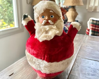 LARGE Roly Poly Santa Claus Celluloid Face 1960's 28 Inches - Etsy