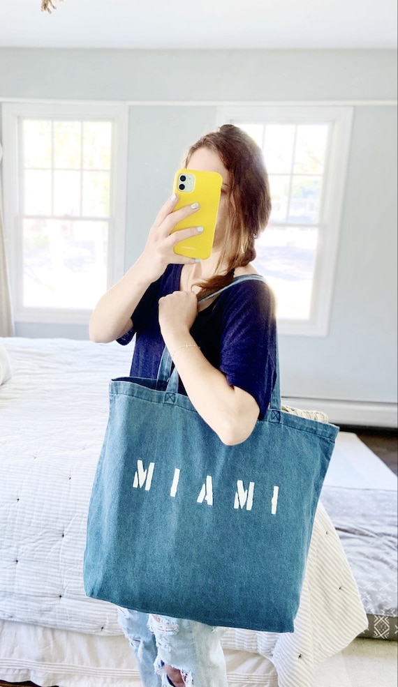 Denim DESTINATION XL tote, reusable shopping bag, personalized beach bag,  summer beach bag, weekender, women's fashion, travel bag, gift