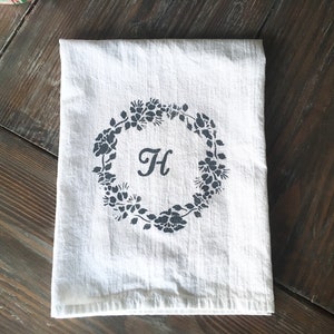 Set of 2 Hand Painted Personalized farmhouse flour sack kitchen towels, bridal shower gift, housewarming, housewarming gift, personalized