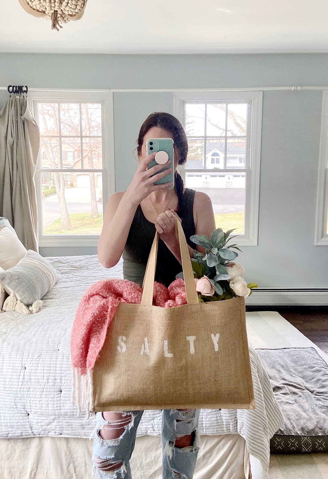 XL Burlap SALTY Bag beach bag salty bag summer bag travel Etsy