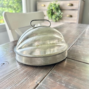 Vintage Tin Plumb Pudding Mold With Handles On Lid and Base 4” Tall Acorn Melon Shape