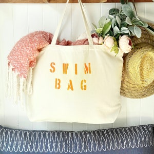 SWIM BAG Canvas Tote, wiederverwendbare Einkaufstasche, Strandtasche, große Strandtasche, Weekender-Tasche, Reisetasche, Strandtasche, maßgeschneiderte Tasche