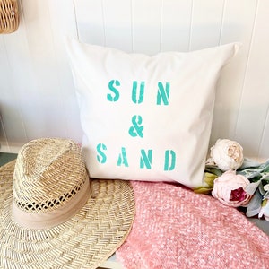 SUN & SAND throw pillow cover | throw pillow cover | throw pillow | beach house | gift idea | hand painted | beach | coastal decor