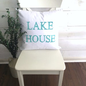 Hand Painted Lake House Pillow Cover: Summery Cotton Throw