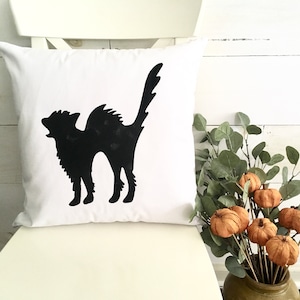 Black cat throw pillow cover | pillow cover | Halloween throw pillow cover | Halloween decor | black cat pillow | fall decor | black cat