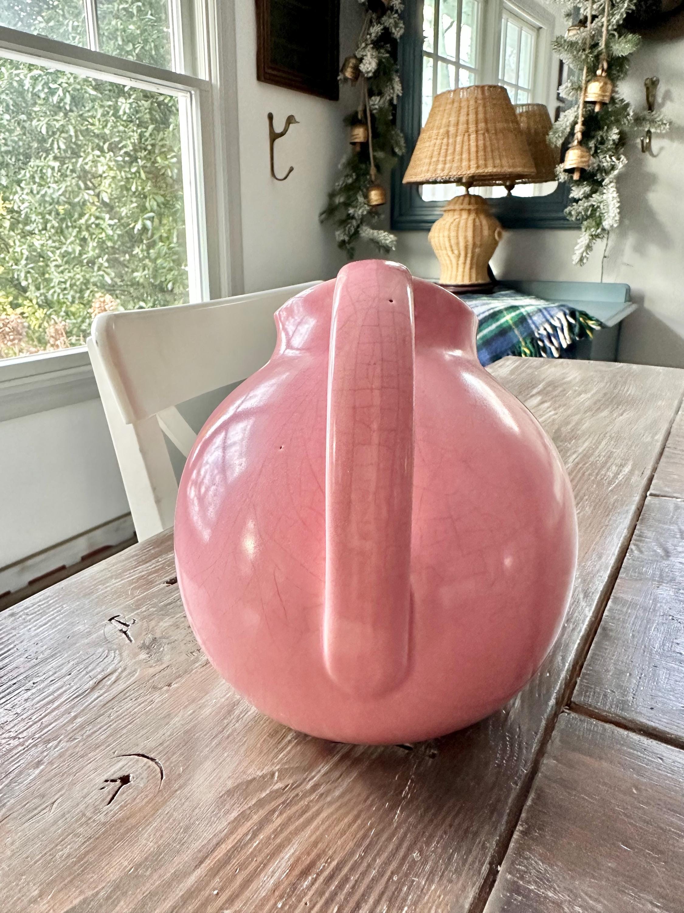 希少品！50's〜ピンク色アメリカンアンティークミッドセンチュリー陶器灰皿USA Vintage Mid Century Pink Ball Pitcher 1940s Pottery Marked USA