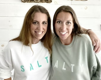 SALTY crewneck pullover crewneck sweatshirt, summer sweatshirt for women, Women’s Salty Shirt, Minimalist Style Shirt, Summer Mom Top, gift