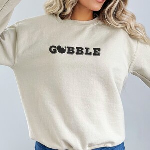 Gobble Crewneck Pullover Sweatshirt for Thanksgiving, Unisex Turkey Shirt, Thanksgiving Gobble Shirt, Cozy Thanksgiving Sweatshirt for Her