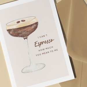 Non riesco a esprimere quanto significhi per me - biglietto d'auguri espresso martini, cocktail, divertente, anniversario, caffè, per moglie, marito, fidanzata, mamma