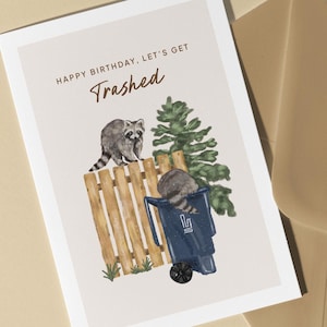 Carte de joyeux anniversaire, allons à la poubelle - Raton laveur, toronto, panda poubelle, drôle, pour petit ami, petit ami, mari, petite amie, femme, collègue, ville