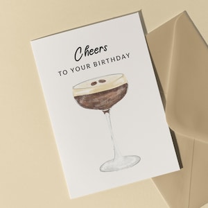 1.0 Vive votre carte de martini expresso d'anniversaire - amateur de cocktails, joyeux anniversaire, café, vodka, drôle, pour ami, soeur, maman, collègue