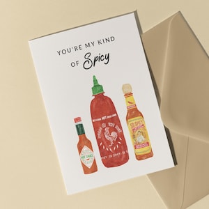 1.0 Eres mi tipo de tarjeta picante: amante de la salsa picante, divertida, comida picante, aniversario, para esposo, esposa, pareja, novia, novio