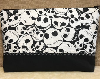 Large Jack Skellington Zippered Pouch *Yarn/Craft Project Bag