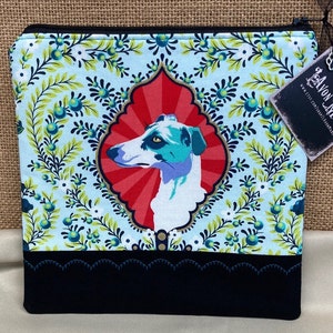 Greyhound Puppy Dog Eyes Zippered Pouch in Bluebell