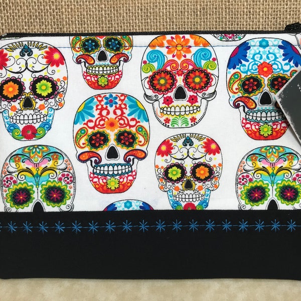 Sugar Skull Zippered Pouch Multi Color