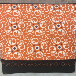 Funky Skull & Bone Zippered Pouch Large *Orange
