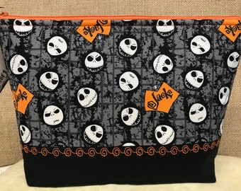 Jack Zippered Pouch Large *Orange & Black