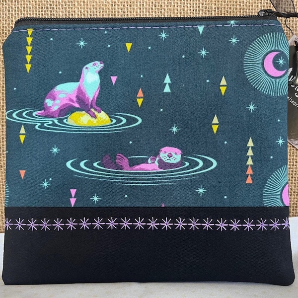 Otter and Chill Zippered Pouch in Lunar Glow