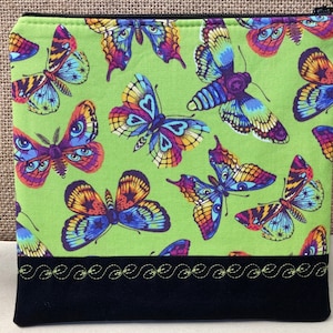 Butterfly kisses Zippered Pouch in Avocado Small