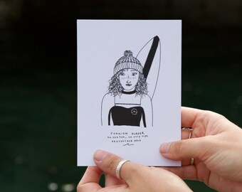 Cornish Surfer Girl Postcard