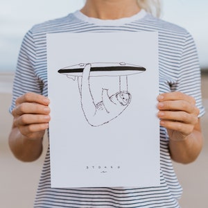 Surfer Sloth Print image 1