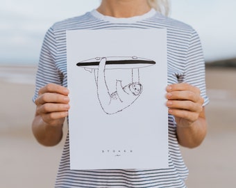 Surfer Sloth Print