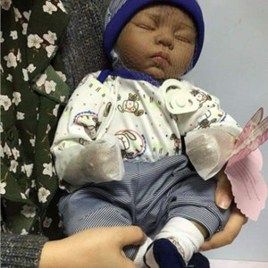 Black Reborn Baby Dolls Boy 22'' Soft Silicone Vinyl African American Baby Doll