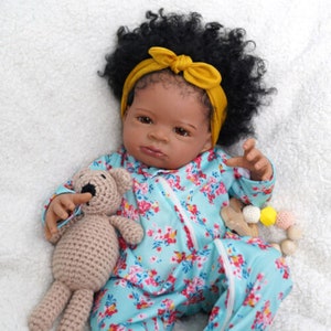 18" Reborn Baby Dolls Girl Lanny Handmade Realistic Lifelike African Girl Doll