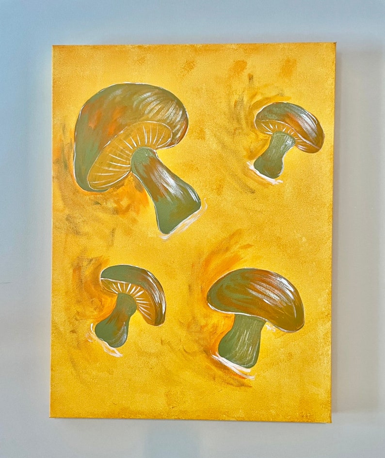 Mushroom Buttons 18 by 24 Acrylic Painting on Gallery Wrapped Canvas image 4