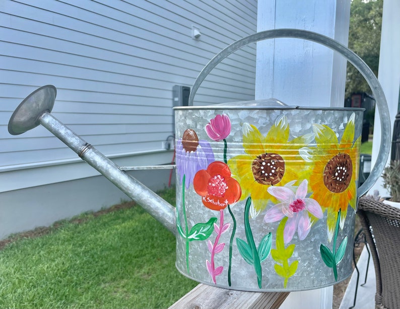 Painted Wildflower Watering Can 2 Gallon Galvanized Personalized Gift image 8