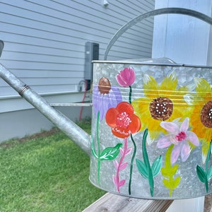 Painted Wildflower Watering Can 2 Gallon Galvanized Personalized Gift image 1