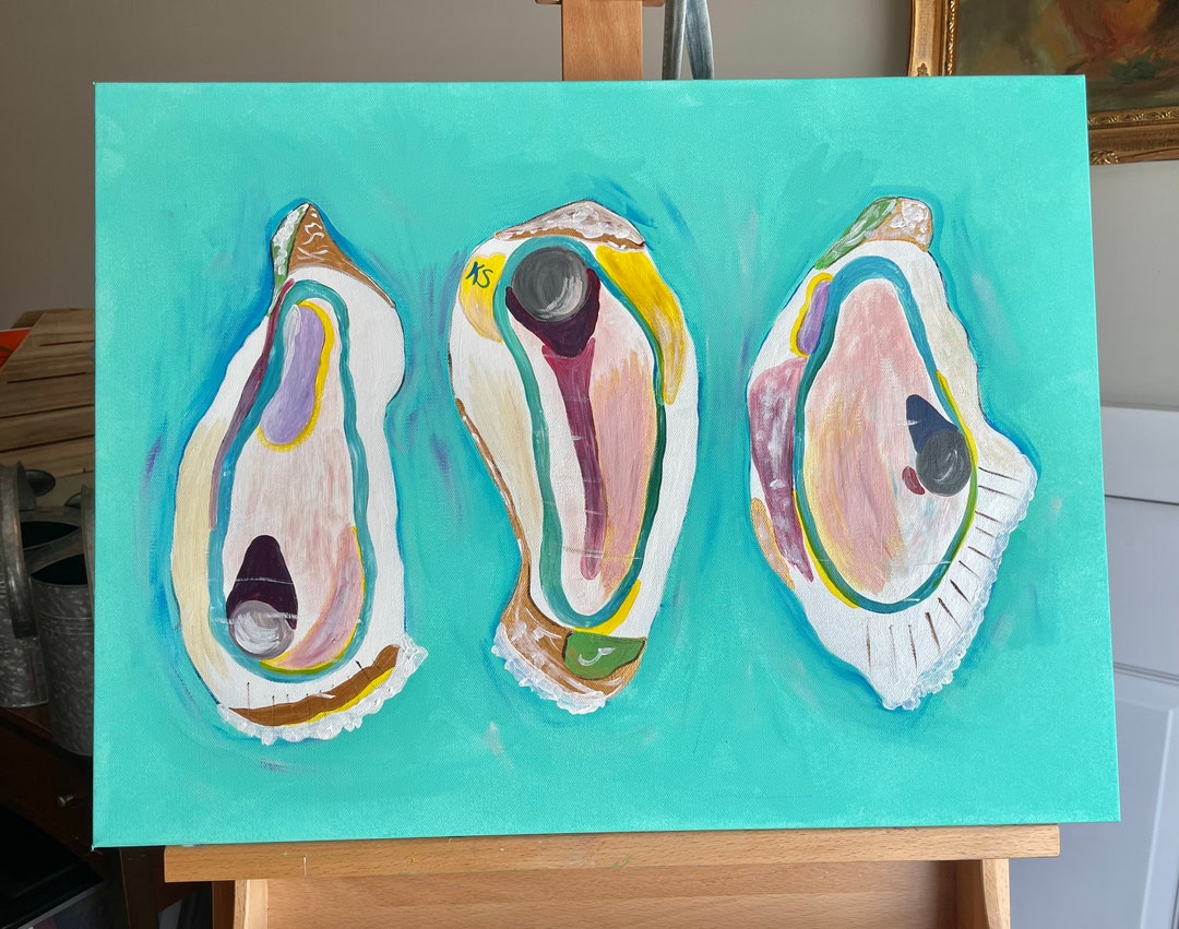 Abstract Oyster Painting 18 by 24 on Gallery Wrapped Canvas Ready to Hang Etsy