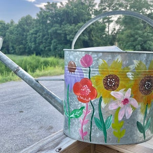 Painted Wildflower Watering Can 2 Gallon Galvanized Personalized Gift image 3