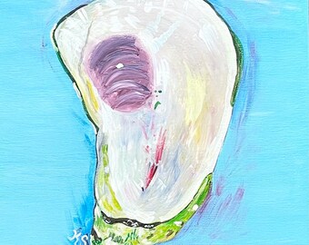 Carolina Oyster Shell Painting Oyster Art Coastal Art Coastal Wall Art South Carolina Art acrylic painting on a 12” Gallery Wrapped Canvas