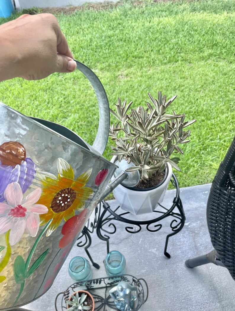 Painted Wildflower Watering Can 2 Gallon Galvanized Personalized Gift image 2