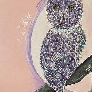 South Carolina Hoot Owl Painting 36 by 24 Acrylic on Gallery Wrapped Canvas image 1