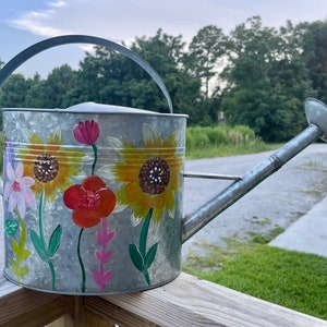 Painted Wildflower Watering Can 2 Gallon Galvanized Personalized Gift image 5