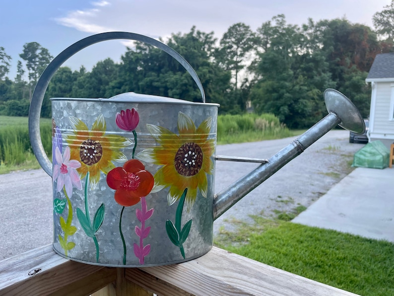 Painted Wildflower Watering Can 2 Gallon Galvanized image 5