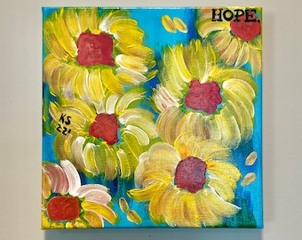 Sunflower Patch Painting 8” Acrylic on Gallery Wrapped Canvas