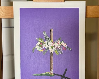 Cross Acrylic Painting on a 12” by 16” Gallery Wrapped Canvas