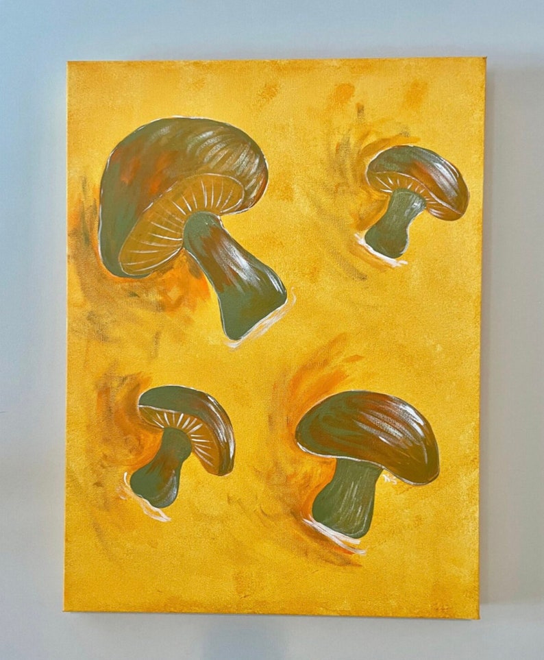 Mushroom Buttons 18 by 24 Acrylic Painting on Gallery Wrapped Canvas image 1