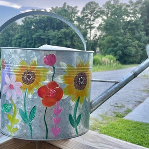 Painted Wildflower Watering Can 2 Gallon Galvanized Personalized Gift image 4