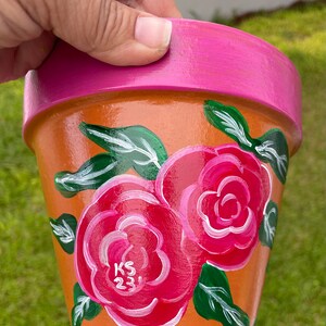 Roses Planter Hand Painted Terra Cotta Flower Pot image 2