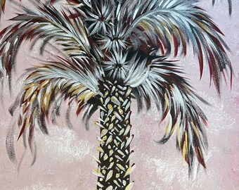 Pintura de árbol de palmito original de 18" por 24" o 24" por 36" en lienzo envuelto en galería