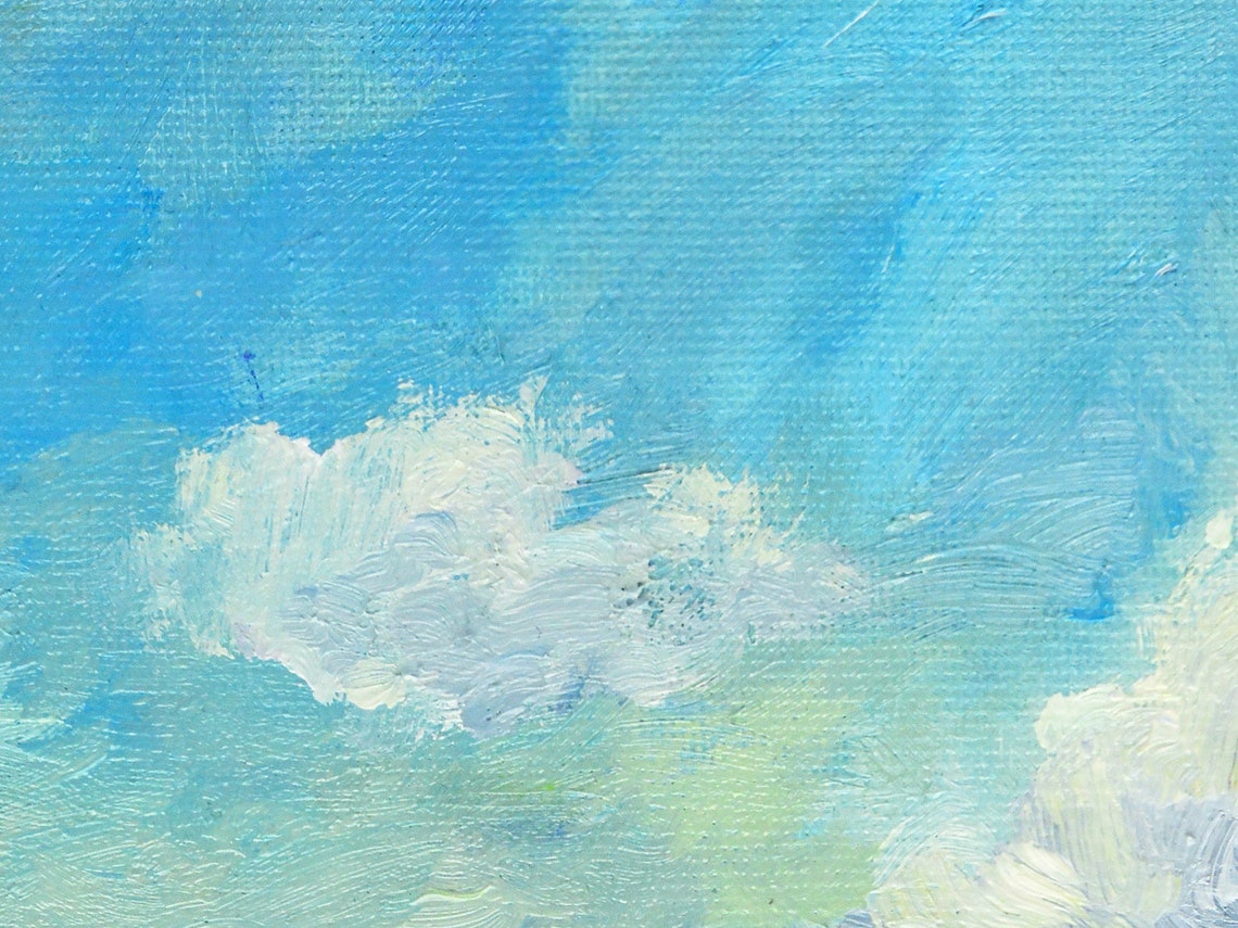 Cloud art print clouds printable landscape painting tree | Etsy